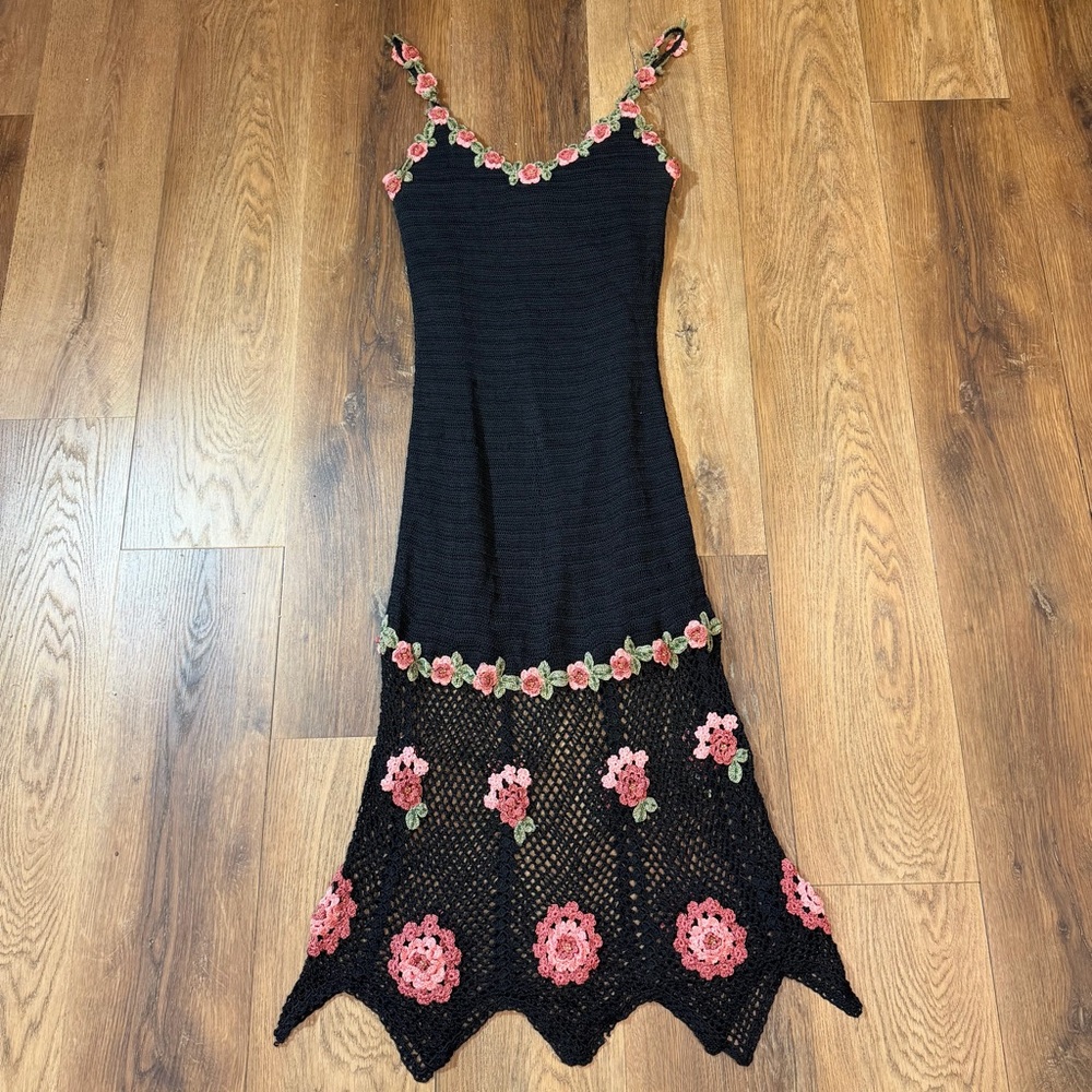 Vintage Y2K Beaded Dress Vintage Crochet Dress Vintage Beaded Dress Floral Fairy - Picture 9 of 13